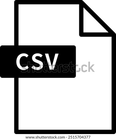 Simple CSV file icon. CSV title on paper.