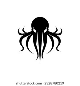 simple cthulhu monster black color logo vector illustration template design