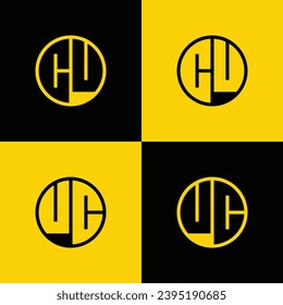 Simple CU and UC Letter Circle Logo Set, suitable for business with CU or UC initial
