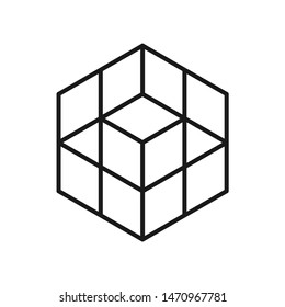 Simple cube linear flat icon design. Minimalist geometric line vector