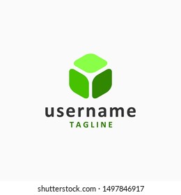 simple cube logo design inspiration . 3d box logo design template . green box cube logo