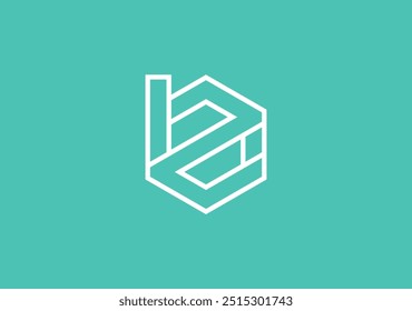 Logotipo de cubo simple letra B y 2 basado en el diseño de línea