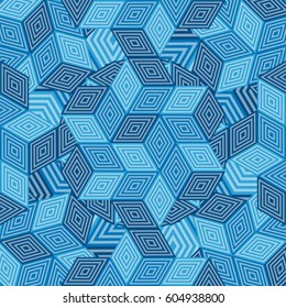 Simple Cube Optical Illusion Psychedelic Trippy Abstract Seamless Pattern Texture Vector Illustration
