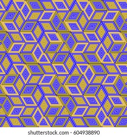 Simple Cube Optical Illusion Psychedelic Trippy Abstract Seamless Pattern Texture Vector Illustration
