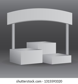 simple Cube Stand. 3D rendering with gate entrance for product display or champion stage