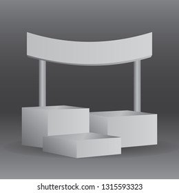 simple Cube Stand. 3D rendering with gate entrance for product display or champion stage