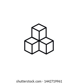 Simple cubes line icon. Stroke pictogram. Vector illustration isolated on a white background. Premium quality symbols. Vector sign for mobile app and web sites.