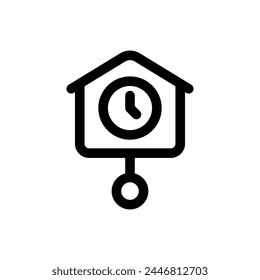 Icono simple de la línea del reloj del cuco aislado en un fondo blanco