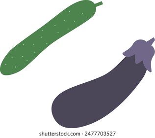 Simple cucumber and eggplant illustration