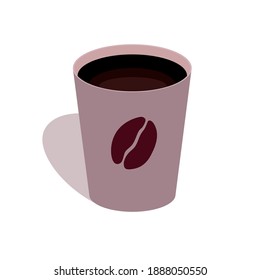 Simple Cup of black coffee icon. Vector Illustration
