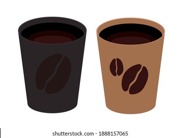 Simple Cup of black coffee icon. Vector Illustration