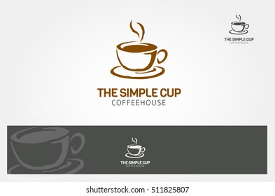 The Simple Cup Coffee House Logo Template. Vector Cup of Coffee on White Background, vector logo illustration