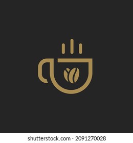 Simple cup of coffee icon design. Modern line art coffee vector logo design.