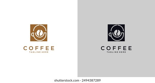 Simple cup coffee logo design with unique concept premium vector