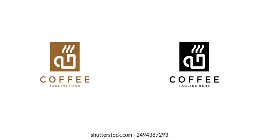 Simple cup coffee logo design with unique concept premium vector