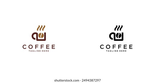 Simple cup coffee logo design with unique concept premium vector