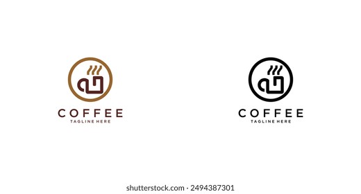 Simple cup coffee logo design with unique concept premium vector