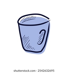 Simple cup for coffee or tea in flat design. Hot drink mug symbol in doodle. Vector illustration isolated.