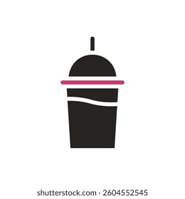 A simple cup filled with fresh smoothie or juice. A minimal graphic illustration to use on designs, layouts or decorations related to drinks.