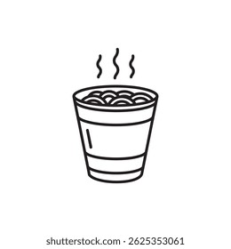 Simple Cup of Instant Noodles with Steam Lines Representing Quick Meal