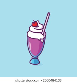 Simple cup of strawberry milkshake cartoon vector illustration Collection of drinks concept icon isolated