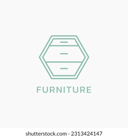 A simple cupboard logo in the shape of a hexagon.