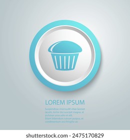 Simple cupcake flat blue icon design vector in modern flat sign