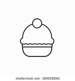 Simple cupcake flat icon design vector. Cupcake with cherry on top line icon, outline vector sign, linear style pictogram isolated on white. Desert symbol, logo illustration. Editable stroke.