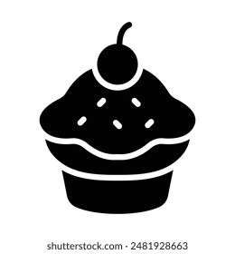 Icono de glifo de Cupcake simple. El ícono se puede usar para Sitios web, Plantillas impresas, Plantillas de presentación, ilustraciones, etc