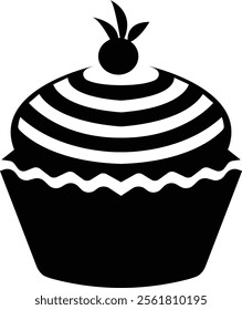 Simple cupcake icon, bakery food graphic dessert design elements, muffin logo. Can be used as sign or symbols cupcake silhouette, sweet pastries, muffin. Pastry shop logo. on transparent background.