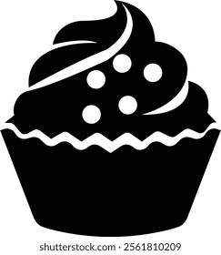 Simple cupcake icon, bakery food graphic dessert design elements, muffin logo. Can be used as sign or symbols cupcake silhouette, sweet pastries, muffin. Pastry shop logo. on transparent background.