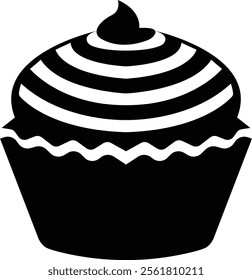 Simple cupcake icon, bakery food graphic dessert design elements, muffin logo. Can be used as sign or symbols cupcake silhouette, sweet pastries, muffin. Pastry shop logo. on transparent background.