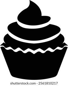 Simple cupcake icon, bakery food graphic dessert design elements, muffin logo. Can be used as sign or symbols cupcake silhouette, sweet pastries, muffin. Pastry shop logo. on transparent background.