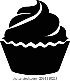 Simple cupcake icon, bakery food graphic dessert design elements, muffin logo. Can be used as sign or symbols cupcake silhouette, sweet pastries, muffin. Pastry shop logo. on transparent background.