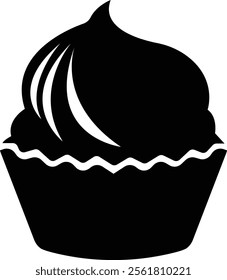 Simple cupcake icon, bakery food graphic dessert design elements, muffin logo. Can be used as sign or symbols cupcake silhouette, sweet pastries, muffin. Pastry shop logo. on transparent background.