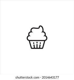 Simple Cupcake Icon Illustration Design, Cupcake Symbol with Outlined Style Template Vector