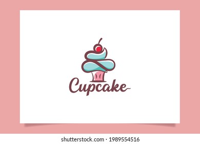 simple cupcake logo vector graphic for any business, especially for bakery, cakery, food and beverage, cafe, etc. 