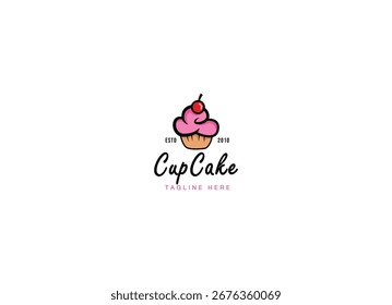 Gráfico de Vector de logotipo de cupcake simple para cualquier negocio. Logotipo de la magdalena para la tienda y la panadería