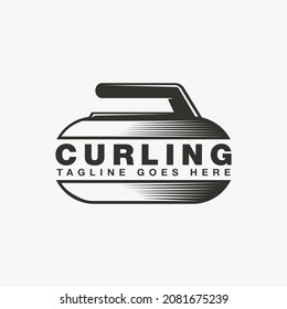 Simple curling logo sport vector with curling stone concept