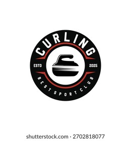 Simples curling esporte logotipo vetor com curling emblema