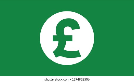 Simple Currency icon Banknote sign in green : Great Britain pound sterling GBP bill vector illustration