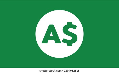 Simple Currency icon Banknote sign in green : Australian Dollar bill AUD vector illustration