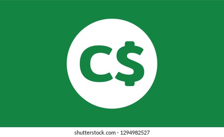Simple Currency icon Banknote sign in green : Canadian Dollar CAD bill vector illustration