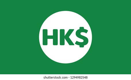 Simple Currency icon Banknote sign in green : Hong Kong Dollar HKD bill vector illustration