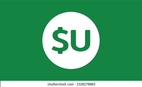 Simple Currency icon Banknote sign in green : Uruguay’s Uruguayan peso UYU bill vector illustration