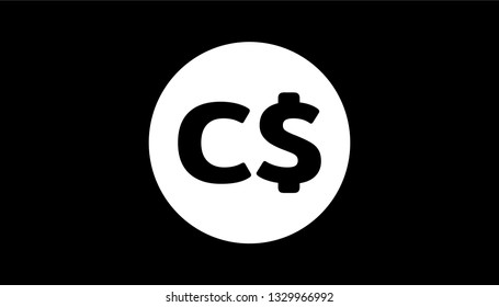 Simple Currency icon Banknote sign in black and white : Canadian Dollar CAD bill vector illustration