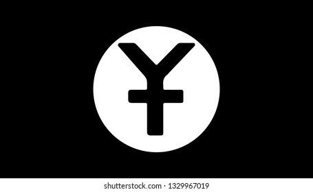 Simple Currency icon Banknote sign in black and white : Chinese Yuan CNY bill vector illustration