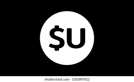 Simple Currency icon Banknote sign in Black and white : Uruguay’s Uruguayan peso UYU bill vector illustration