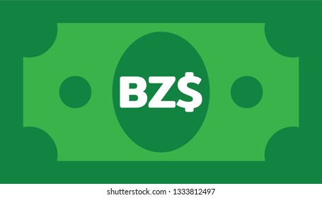 Simple Currency icon Banknote sign in green and circles : Belize’s Belize dollar BZD BZ$ bill vector illustration