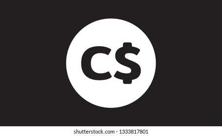 Simple Currency icon Banknote sign in black and white : Nicaragua’s Nicaraguan córdoba NIO c$ bill vector illustration